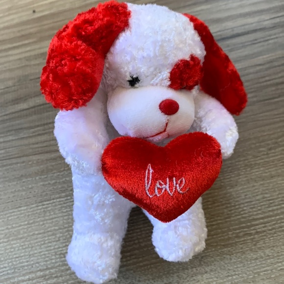 Red Bullseye Spot dog Valentine plush Love Red Heart Commonwealth toy novelty - Picture 4 of 6